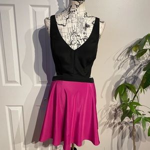 NWOT Fuchsia Cutouts Fit Flare Bright Neon Strap Nigh tout club festival bicolor